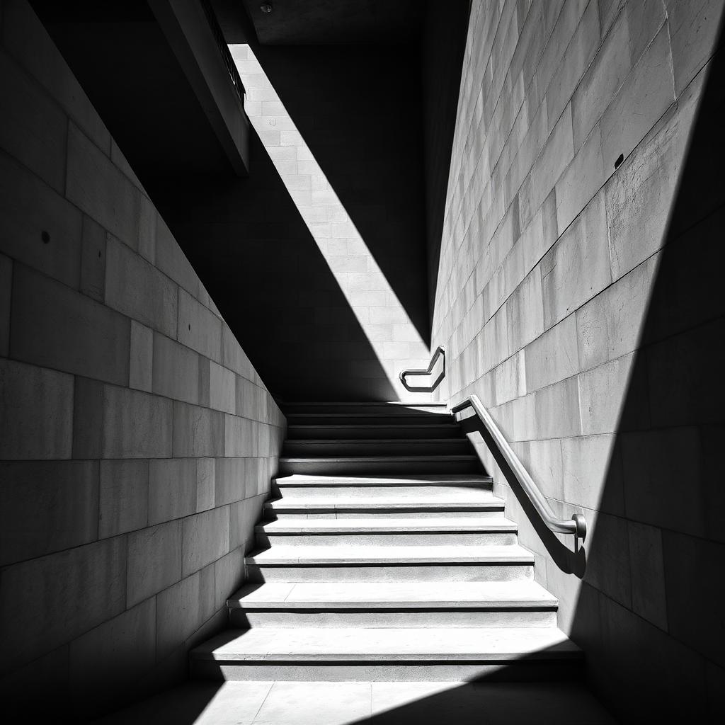 Concrete, light, stair.